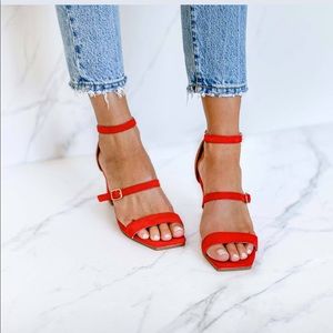 Bared footwear suede tan heels